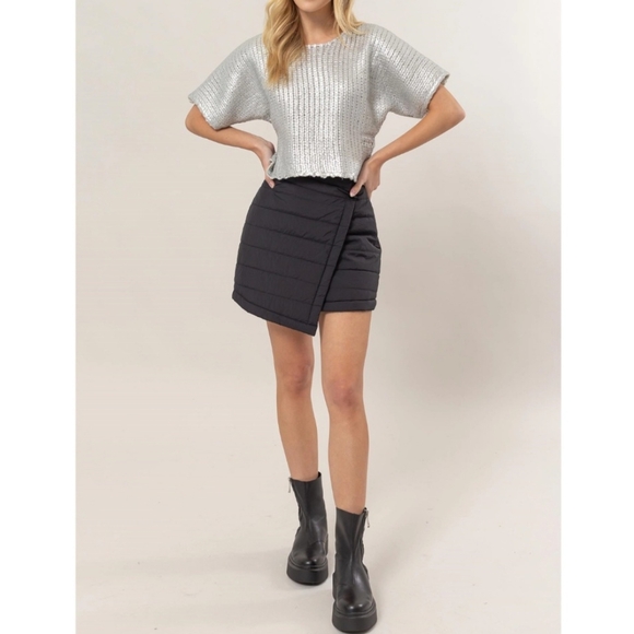 #039BLK NEW! MOST FABULOUS QUILTED MINI SKIRT - Picture 6 of 10